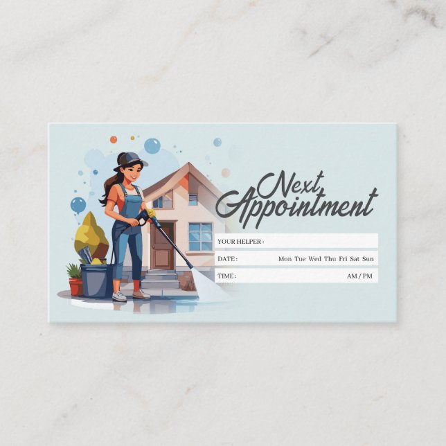 Appointment Reminder House Cleaning Housekeeping Business Card (Front)