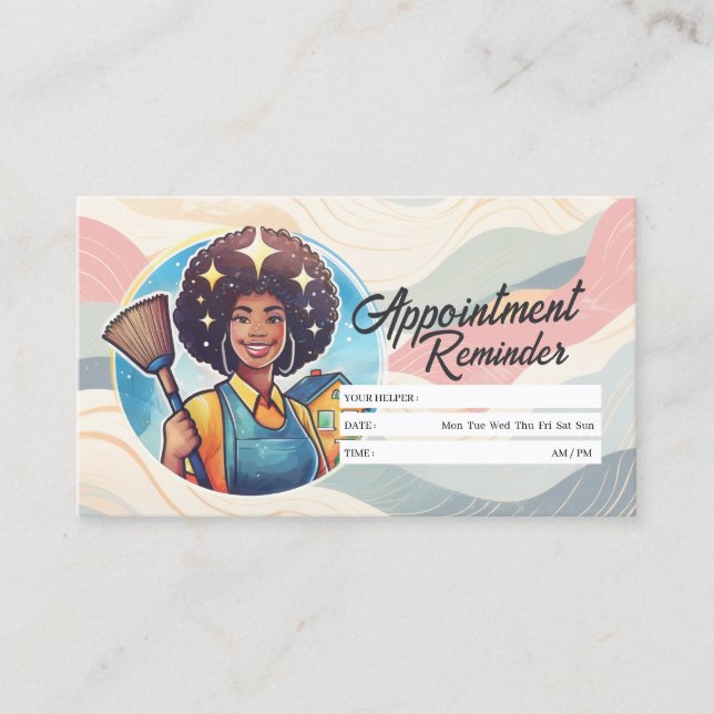 Appointment Reminder House Cleaning Housekeeping Business Card (Front)
