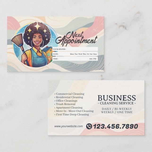 Appointment Reminder House Cleaning Housekeeping Business Card (Front/Back)