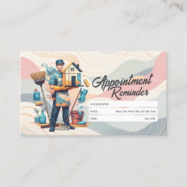 Appointment Reminder House Cleaning Housekeeping Business Card (Front)