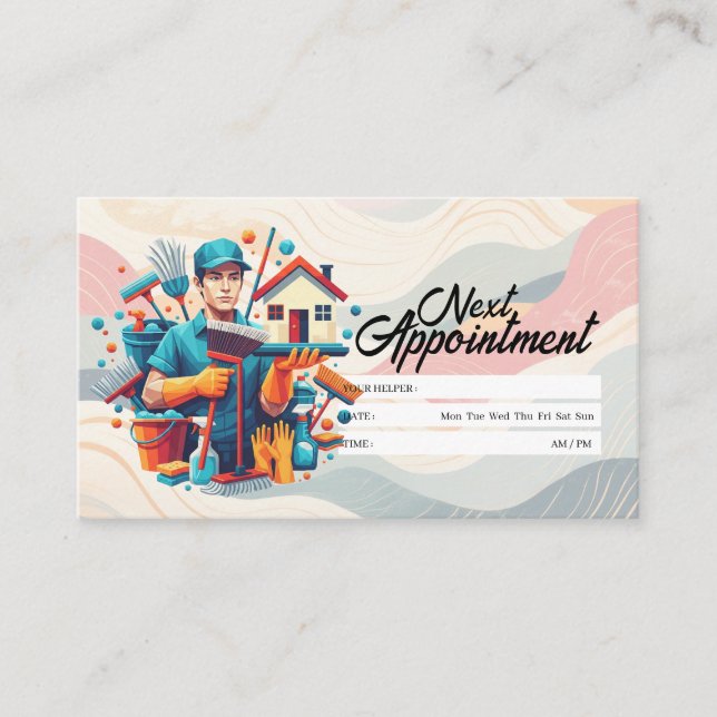 Appointment Reminder House Cleaning Housekeeping Business Card (Front)