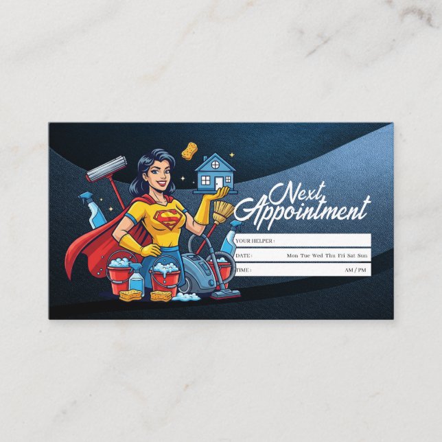 Appointment Reminder House Cleaning Housekeeping Business Card (Front)
