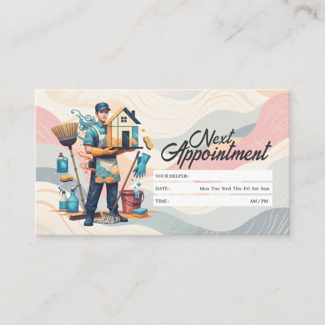 Appointment Reminder House Cleaning Housekeeping Business Card (Front)
