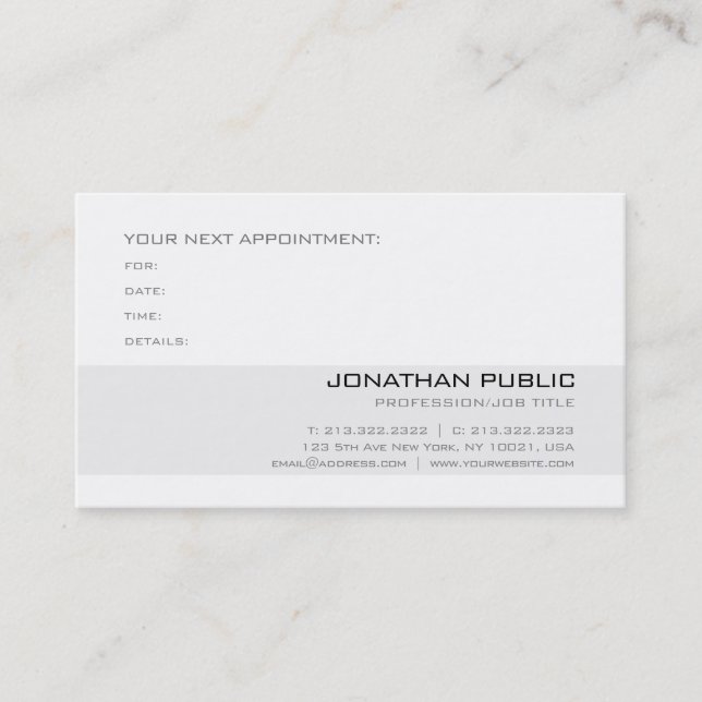 Appointment Reminder Modern Elegant Minimal Design Card (Front)
