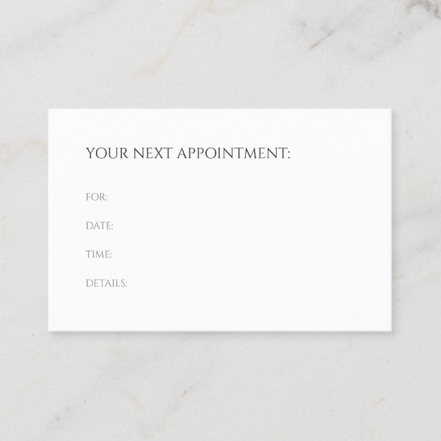 Appointment Reminder Modern Minimalist Template Card (Front)