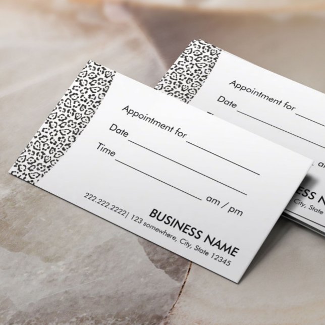 Appointment Reminder Modern Snow Leopard Print Card (Creator Uploaded)