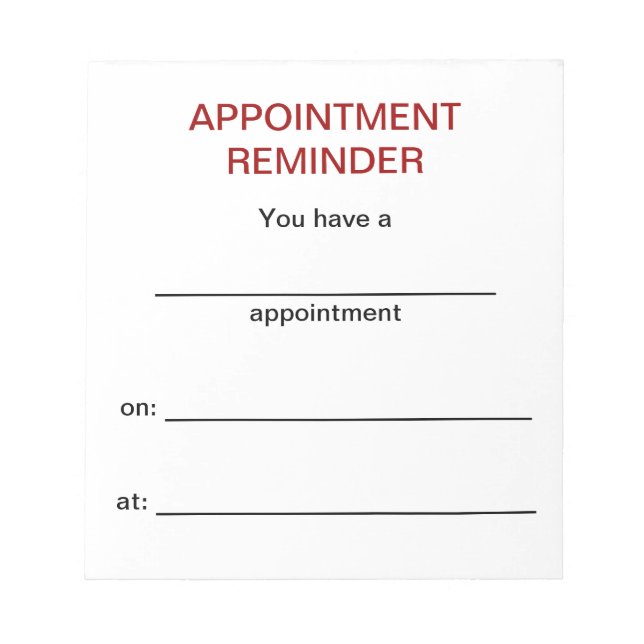 Appointment Reminder Notepad (Front)