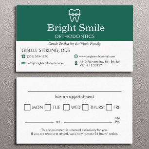 Appointment Reminder Orthodontist Office Braces  Business Card