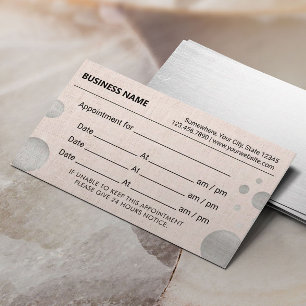 Appointment Reminder Silver Dots Blush Pink Card