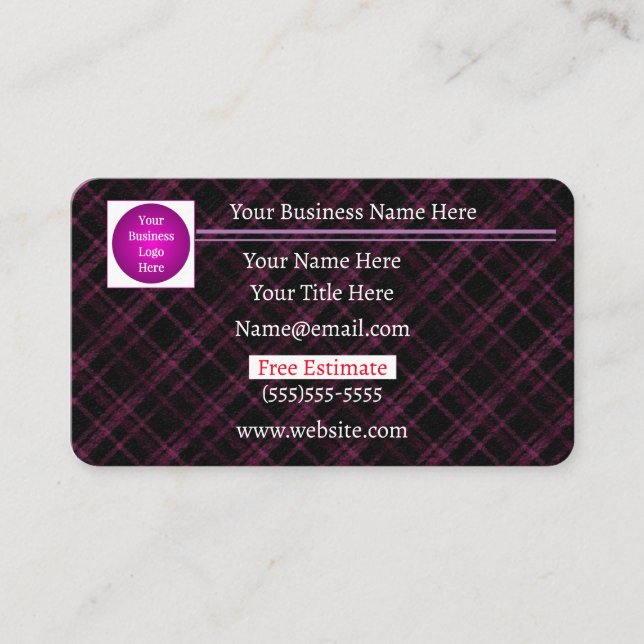 Appointment Setting | Purple Plaid | Business Card (Front)