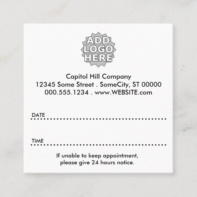 appointment square card (Front)