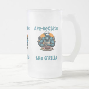 Appreciate The G'rilla Master BBQ Griller Fun Pun Frosted Glass Beer Mug