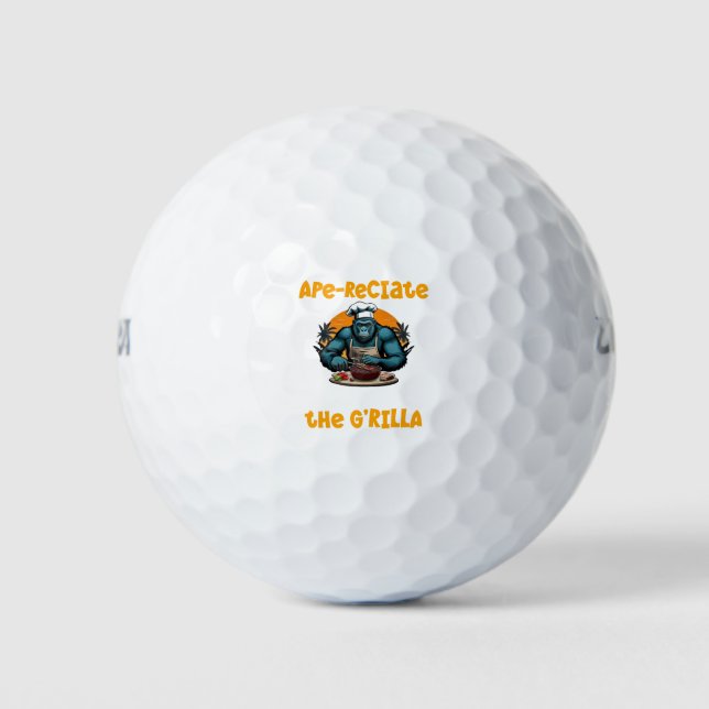 Appreciate The G'rilla Master BBQ Griller Fun Pun Golf Balls (Front)