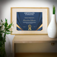 Appreciation Achievement Gold Blue Certificate 