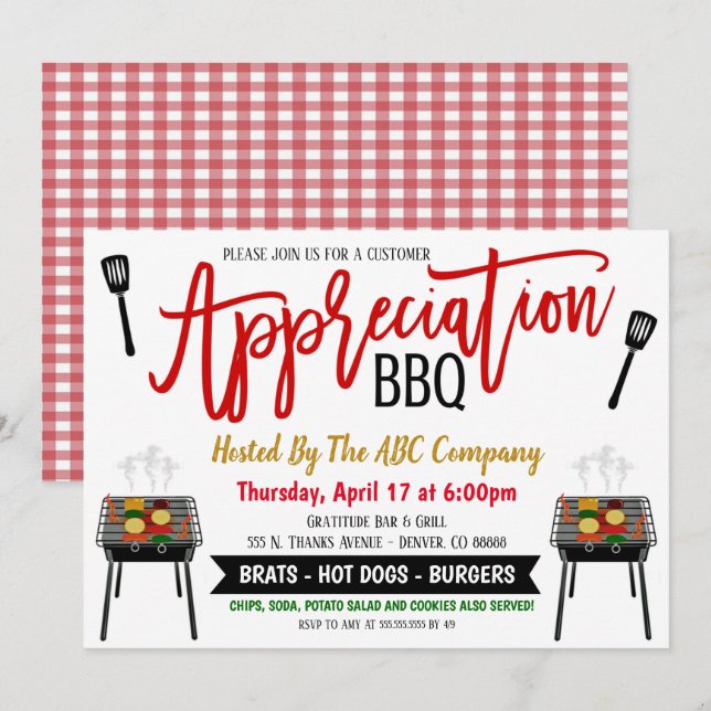 Appreciation BBQ Grill Out Invitation (Front/Back)