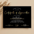 Appreciation Certificate Black Gold Diploma Award