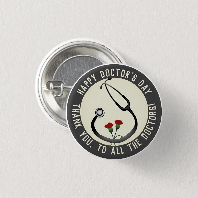 Appreciation Doctor's Day Stethoscope  3 Cm Round Badge (Front & Back)