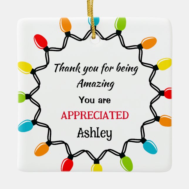Appreciation Gift for Holiday Christmas Minimalist Ceramic Ornament (Front)