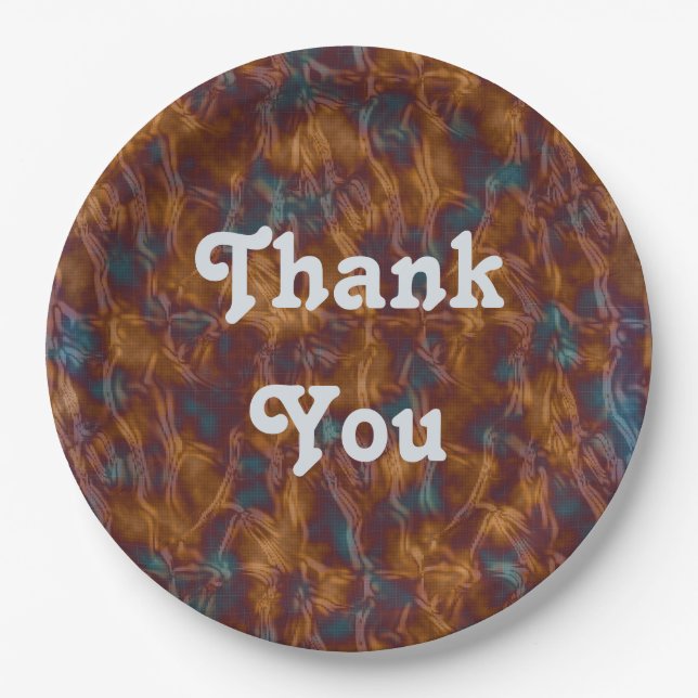 Appreciation Meal Gold Blue Swirl Colours Thank Yo Paper Plate (Front)