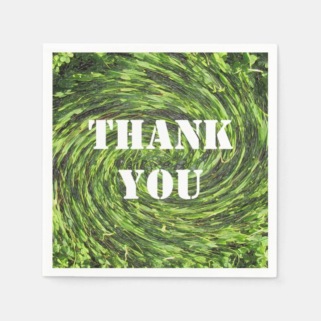Appreciation Meal Green Swirl Abstract Thank You Napkin (Front)
