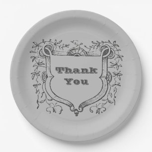 Appreciation Meal Vintage Ornate Shield Thank You Paper Plate