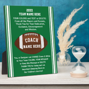 Appreciation Message Football Plaques for Coaches
