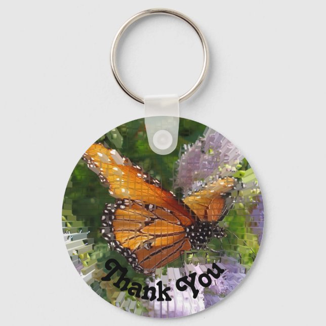 Appreciation Monarch Butterfly Photo Thank You Key Ring (Front)