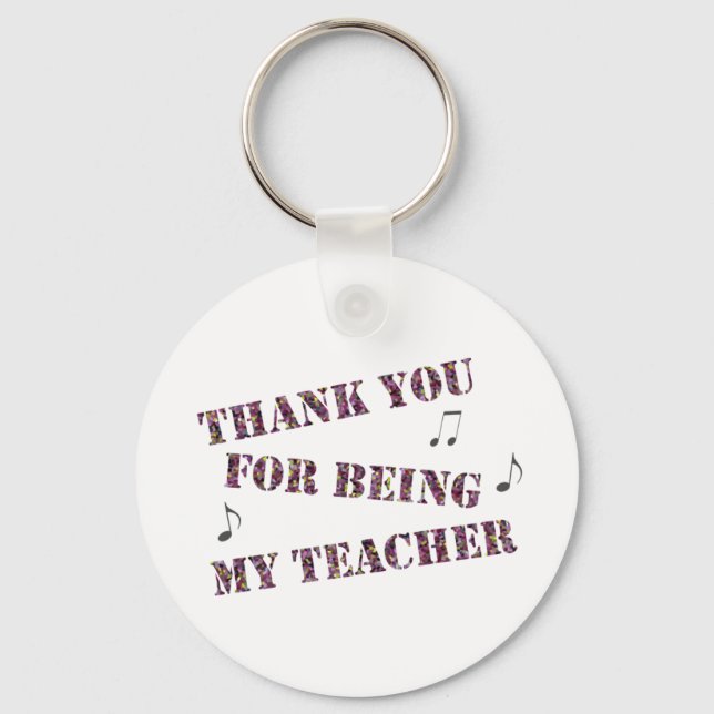 Appreciation Music Teacher Musical Notes Thank You Key Ring (Front)
