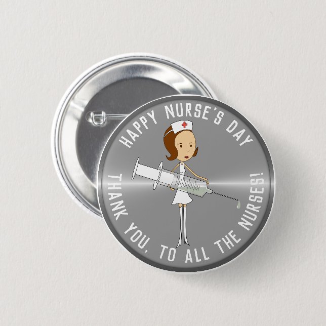 Appreciation Nurse's Day Silver  6 Cm Round Badge (Front & Back)