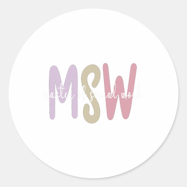 Appreciation Social Worker Graduation Master's Deg Classic Round Sticker (Front)