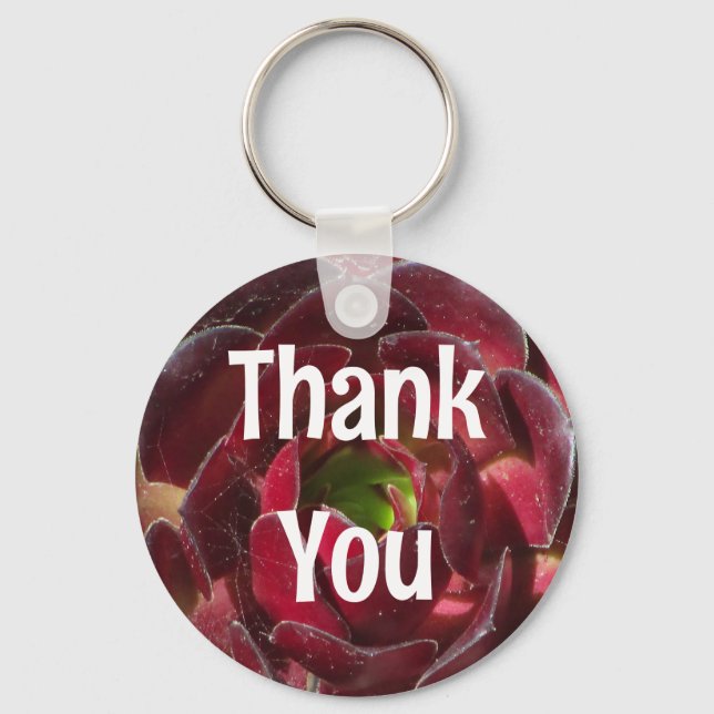 Appreciation Succulent Photo Red Plant Thank You Key Ring (Front)