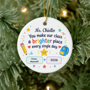 Appreciation Thank Your Class Brighter Place Ceramic Tree Decoration