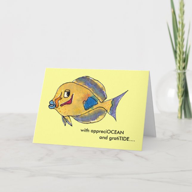 AppreciOCEAN tang cartoon fish thank you card (Front)
