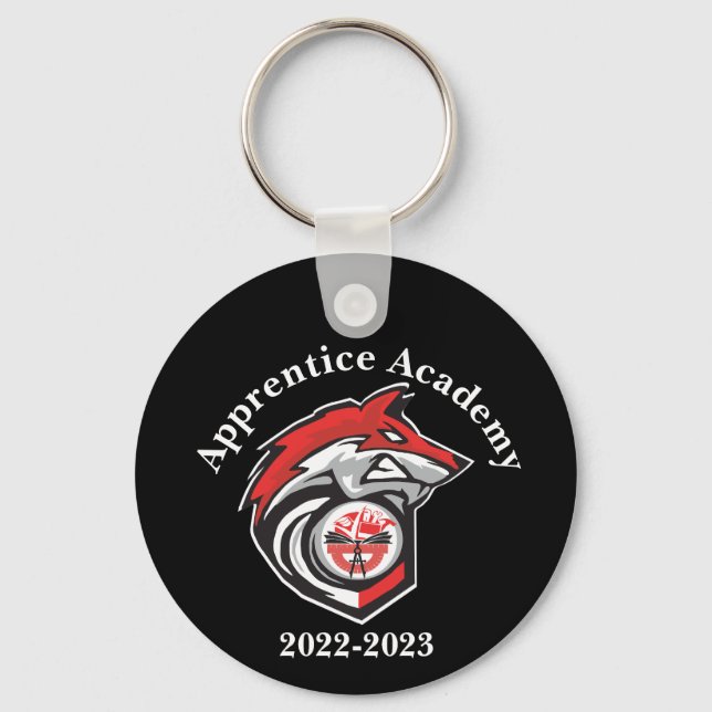 Apprentice Academy Red Wolf Personalised Round Key Ring (Front)
