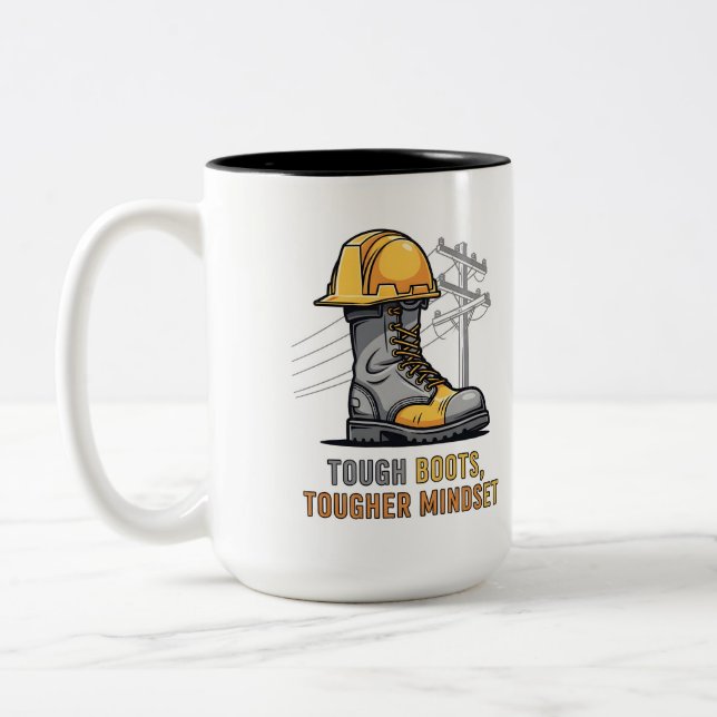 Apprentice Lineman Graduation Gift Two-Tone Coffee Mug (Left)