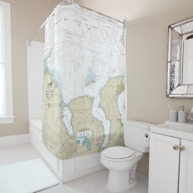Approaches to Admiralty Inlet Dungeness to Oak Bay Shower Curtain (In Situ)