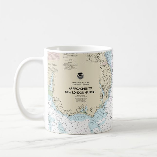 Approaches to New London Harbour Nautical Chart Coffee Mug (Left)