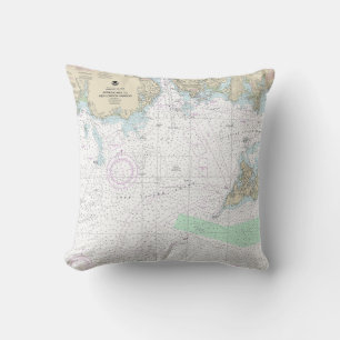 Approaches to New London Harbour Nautical Chart Cushion