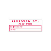 Approved By Bookkeeping Signature Name Date Red Self inking Stamp