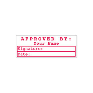 Approved By Bookkeeping Signature Name Date Red Self-inking Stamp