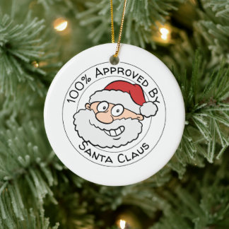 Approved By Santa Claus Cute Cartoon Christmas Ceramic Tree Decoration
