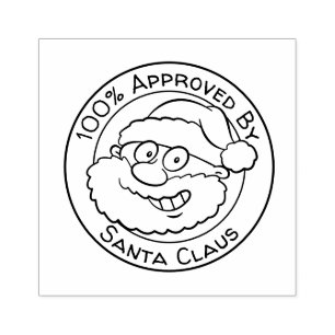 Approved By Santa Claus Cute Cartoon Christmas Rubber Stamp