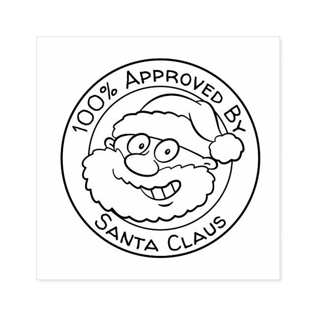 Approved By Santa Claus Cute Cartoon Christmas Rubber Stamp (Imprint)