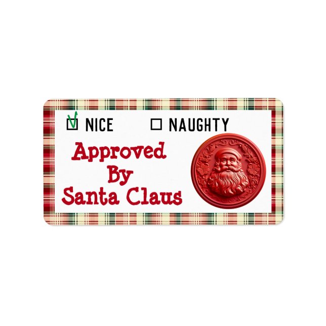 Approved by Santa Claus - naughty nice list Label (Front)