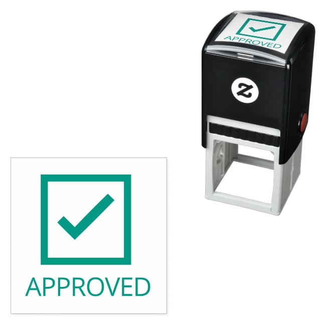 Approved check mark box ☑ green tick custom office self-inking stamp (In Situ)