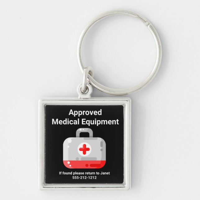 Approved Medical Equipment Luggage Tag Key Ring (Front)
