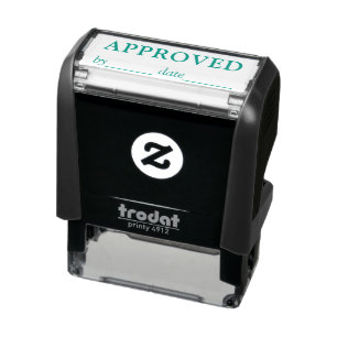 APPROVED Name and Date Black Green Ink Business Self-inking Stamp
