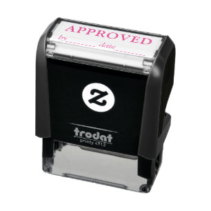 APPROVED Name and Date Black Pink Business Self-inking Stamp