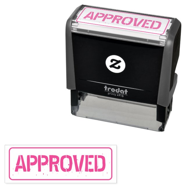 Approved pink office Self-inking rubber stamp (In Situ)