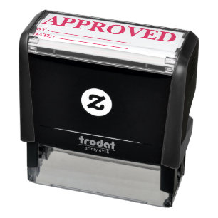 Approved w/by Date Line Self-Inking Office Rubber Stamp